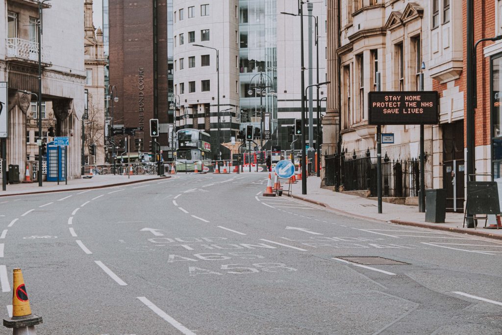 Empty streets during lockdown in the UK