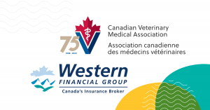 Logos for Canadian Veterinary Medical Association and Western Financial Group.