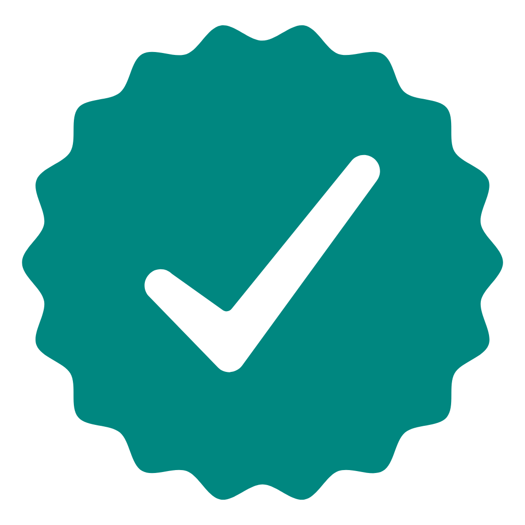 Badge icon with a tick inside representing proven in practice.
